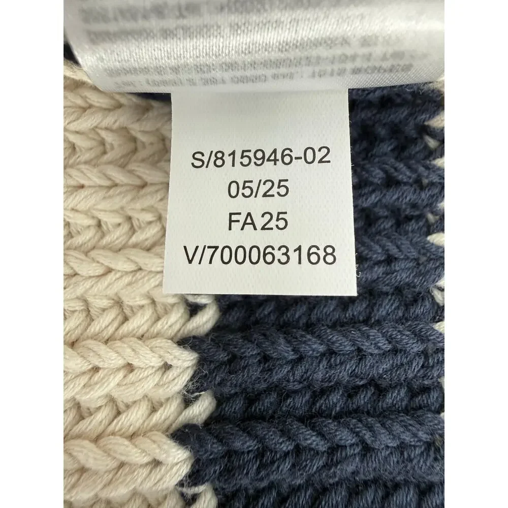 Banana Republic Cotton Cropped Sweater Vest Navy Blue Cream Stripe Size Medium - Picture 7 of 8